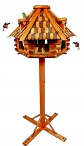 Wielki Karmnik Dla Ptaków +Stojak Drewniana Budka