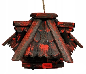 Wiszący Karmnik Dla Ptaków Budka Drewniany Patynowany Domek Miejsce Stołowania Dzikich Ptaków  ( K5A )