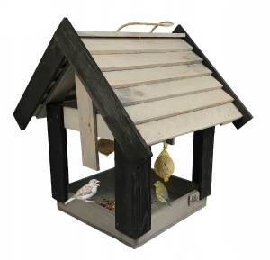 Ozdobny Karmnik Dla Ptaków Stołówka Karmidło dla Łuszczakowatych Całoroczna Budka na Karmę dla Zięby Jera Grubodzioba Gila (K200 SN CZ)