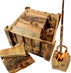 Drewno Kominkowe Opał Rozpałka W Skrzyni Drewno Rozpałkowe Do Kominka Pieca Kotła + 2 Torebki Rozpałki Podpałki Do Kominka Na Ognisko ( RZYGR1 14KG)