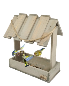 Wiszący Karmnik Dla Ptaków Drewniana Budka Karmidło dla Ptaków Domek ze Skrzynką Na Ziarno I Pokarm Dla Ptaków (K202 SN )