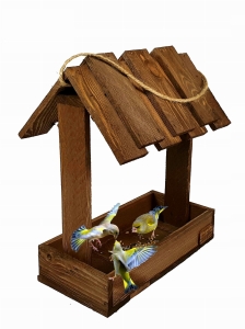 Solidny Karmnik dla Ptaków Stołówka Całoroczna dla Ziarnojadów Drewniany Wiszący Domek dla Sikorki Wróbla Czyżyka (K202 O) 