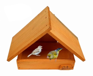 Ozdobny Drewniany Karmnik dla Ptaków Budka  z Drewnianą Skrzynką na Karmę Domek na Balkon Taras  (K205 B )