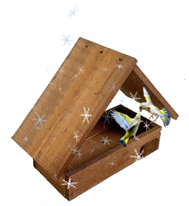 Ozdobny Drewniany Karmnik Dla Ptaków Budka do Stołowania dla Ptaków Karmidło do Ogrodu na Dzialkę do Praku Wiszące (K205 O)
