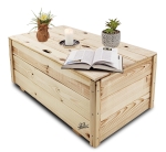Wielki Drewniany Kufer Stolik Stojący Szafka Pojemnik Naturalny 93 x 54 x 39 HADE2 N