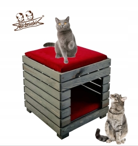 Wielofunkcyjna Budka dla Kota Domek z Legowiskami i Siedziskiem Idealny do Domu lub Ogrodu na Balkon lub Taras DOMKOT4 SN OBICIE CB