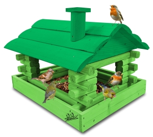 Zwykły Karmnik Średni Drewniany Zielony Prosty na Pokarm dla Sikorek K182a ZZ K