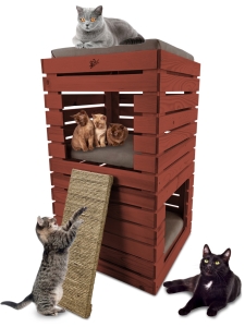 Zabawka dla kota dom kota wieża drapak legowisko 3 poziomy DOMKOT5 O OBICIE 3