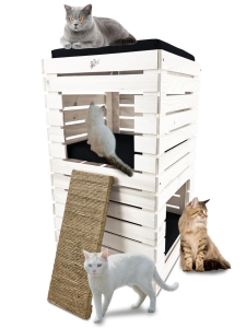 Zabawka dla kota dom kota wieża drapak legowisko 3 poziomy DOMKOT5 BI OBICIE 15