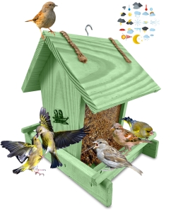 Karmnik drewniany z otwieranym dachem na karmę dla ptaków zimowych K29 ZZP