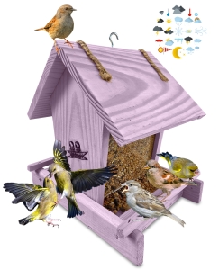 Karmnik drewniany na ziarno sypkie dozownik na karmę dla ptaków K29 FNP