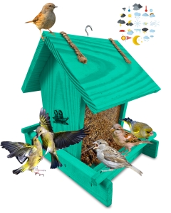 Zwykły karmnik dla ptaków drewniany z dozownikiem na pokarm dla ptaków K29 MR