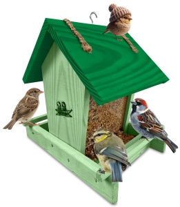 Karmnik z dozownikiem na karmę dla ptaków drewniany szklany karmniki na parapet K29 ZZP K