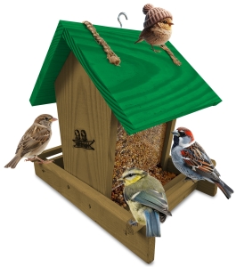Karmnik drewniany z otwieranym dachem na karmę dla ptaków zimowych K29 DEB K