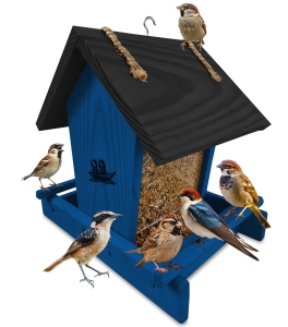 Karmnik drewniany dla ptaków wróble dzwońce sikorki otwierany daszek K29 NB CZ