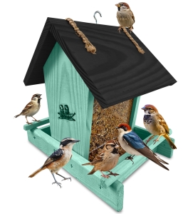 Mały karmnik drewniany na słonecznik dla ptaków otwierany daszek dla dzięciołów karmniczek ozdobny K29 MRP CZ