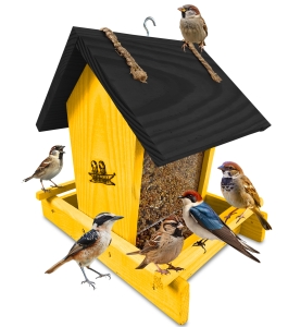 Sosnowy karmnik dla ptaków na słonecznik dla sikorek otwierany dach  K29 ZB CZ