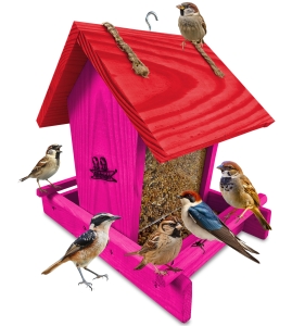 Karmnik drewniany z szybką dla ptaków zimowych ekologiczny dekoracyjny K29 RÓ CB