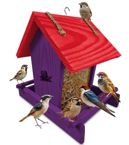 Prosty karmnik drewniany dla ptaków do ogrodu na zimę dozownik otwierany daszek karmiki dekoracyjne K29 FN CB