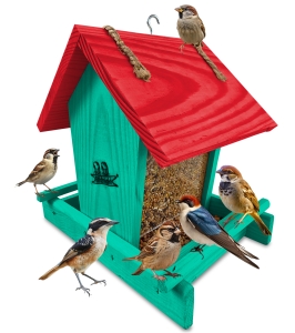 Sosnowy karmnik dla ptaków zimowych wróble dzięcioły otwierany dach  ekologiczna dekoracja do ogrodu K29 MR CB