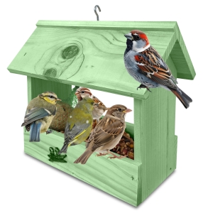 Karmnik drewniany zielony domek dla ptaków na zimę idealny na balkon K204 ZZP