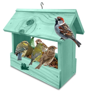 Prosty karmnik z drewna sosnowego na ziarno słonecznik schronienie dla ptaków K204 MRP