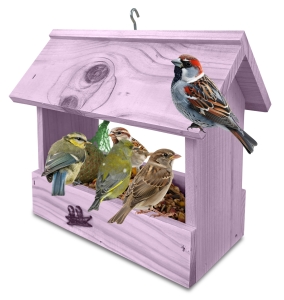 Karmnik z drewna sosnowego domek dla ptaków do ogrodu na taras K204 FNP
