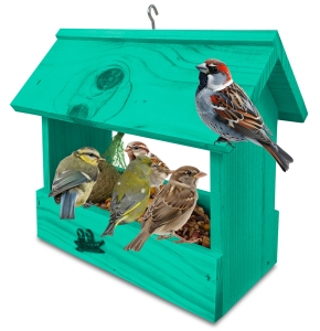 Prosty karmnik drewniany dekoracja do ogrodu na zimę budka schronienie dla ptaków K204 MR