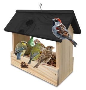 Karmnik drewniany dla ptaków na zimę na parapet na taras do ogrodu budka drewniana dekoracyjna K204 N CZ