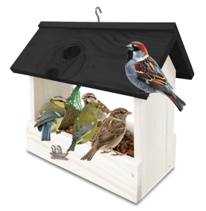 Karmnik drewniany mały idealne na parapet do ogrodu na zimę dla dzikich ptaków sikorki bogatki K204 BI CZ