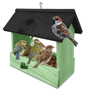 Prosty karmnik drewniany impregnowany budka schronienie dla dzikich ptaków do ogrodu na taras K204 ZZP CZ 