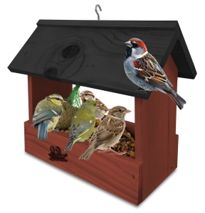 Mały dekoracyjny karmnik dla ptaków do ogrodu na zimę lato budka na zirno słonecznik dla wróbli sikorek K204 O CZ