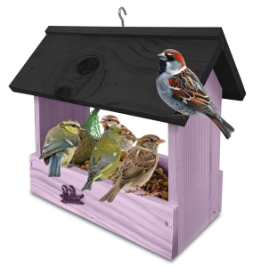 Prosty karmnik z drewna litego ekologiczna dekoracja na taras balkon budka na orzechy dla dzięciołów K204 FNP CZ 