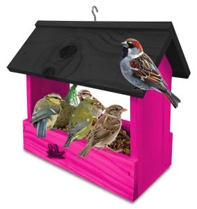 Karmnik drewniany impregnowany prosta solidna konstrukcja do ogrodu dla ptaków na ziarno słonecznik wróble dzwońce sikorki K204 RÓ CZ