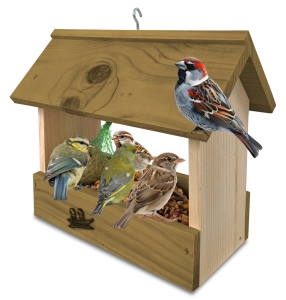 Karmnik drewniany z haczykim do powieszenia budka schronienie dla dzikich ptaków dekoracja na balkon dla sikorek K204a N DEB