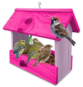 Karmnik budka z drewna litego na ziarno na słonecznik dla dzikich ptaków eko dekoracja do ogrodu K204a FNP RÓ