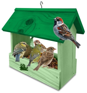 Prosty karmnik drewniany impregnowany budka schronienie dla dzikich ptaków do ogrodu na taras K204 ZZP K