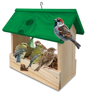 Karmnik drewniany dla ptaków na zimę na parapet na taras do ogrodu budka drewniana dekoracyjna K204 N K